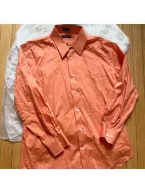 Structure Slim Fit Orange Dress Shirt Large 16-16.5 32/33